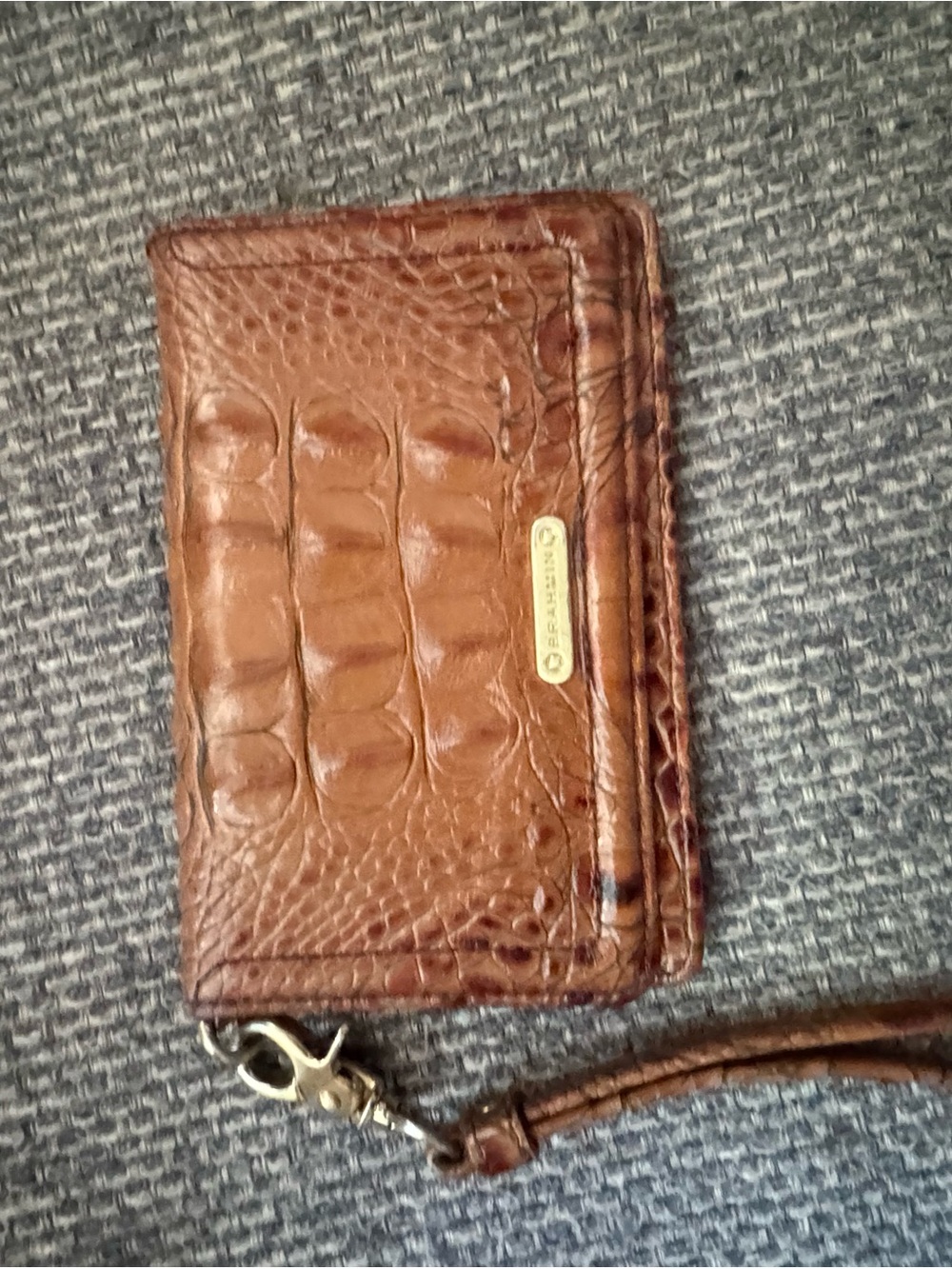 Brahmin Debra Melbourne Pecan Croc Embossed Leather Wristlet Wallet - Picture 2 of 9